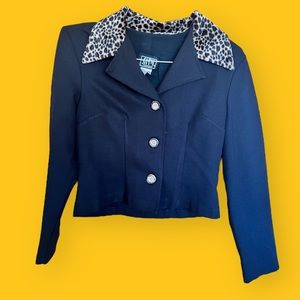 Vintage 1980’s Leopard Fur Collar Blazer City Triangles